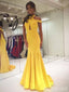 Unique Halter Off-Shoulder Yellow Mermaid Long Prom Dress,Evening Dress,PD382070