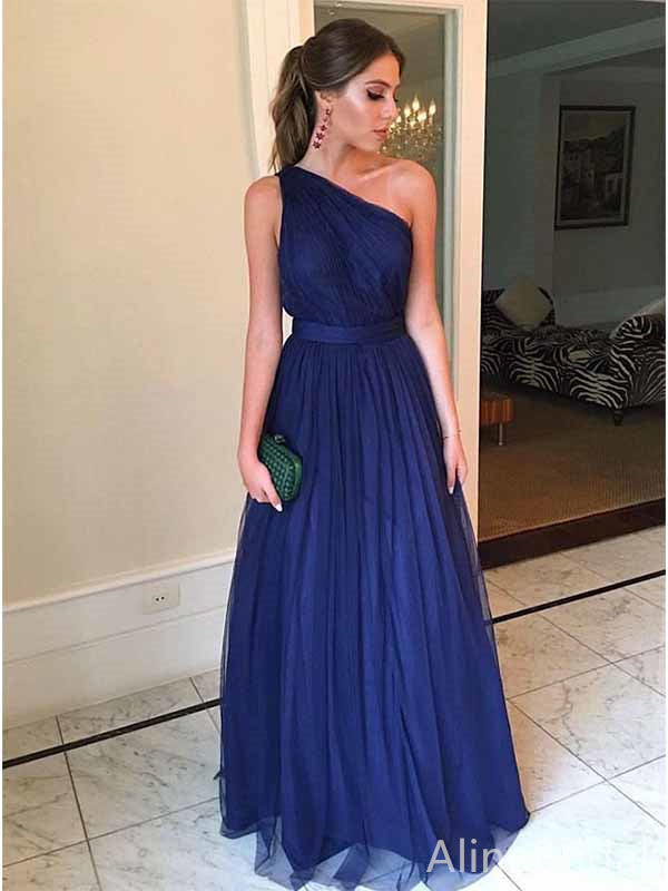 Elegant One Shoulder Backless A-line Long Prom Dress,Evening Dress,PD382078