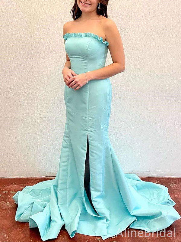 Elegant Strapless Split Side Mermaid Long Prom Dress,Evening Dress,PD382092