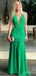 Elegant Deep V-neck Green Halter A-line Long Prom Dress,Evening Dress,PD382096