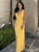 Elegant V-neck Yellow Mermaid Long Prom Dress,Evening Dress,PD382115