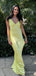 Elegant V-neck Yellow Straps Mermaid Long Prom Dress,Evening Dress,PD382125