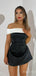 Simple Black Strapless Off-Shoulder A-line Short Mini Homecoming Dress, HD3172