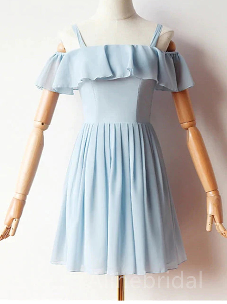Mismatched Off shoulder Sleeveless A-line Short Mini Homecoming Dress, HD3088