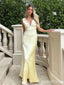 Gorgeous V-neck Lace Yellow Mermaid Long Prom Dress,Evening Dress,PD382105