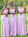 Simple Spaghetti Strap A-line Long Bridesmaid Dress,PD3260