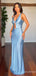 Elegant Blue V-neck Mermaid Long Prom Dress,Evening Dress,PD37676