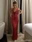 Sparking Halter V-neck Mermaid Long Prom Dress,Evening Dress,PD37677