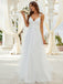 Elegant V-neck Spaghetti Strap A-line Long Wedding Dresses,WD3083