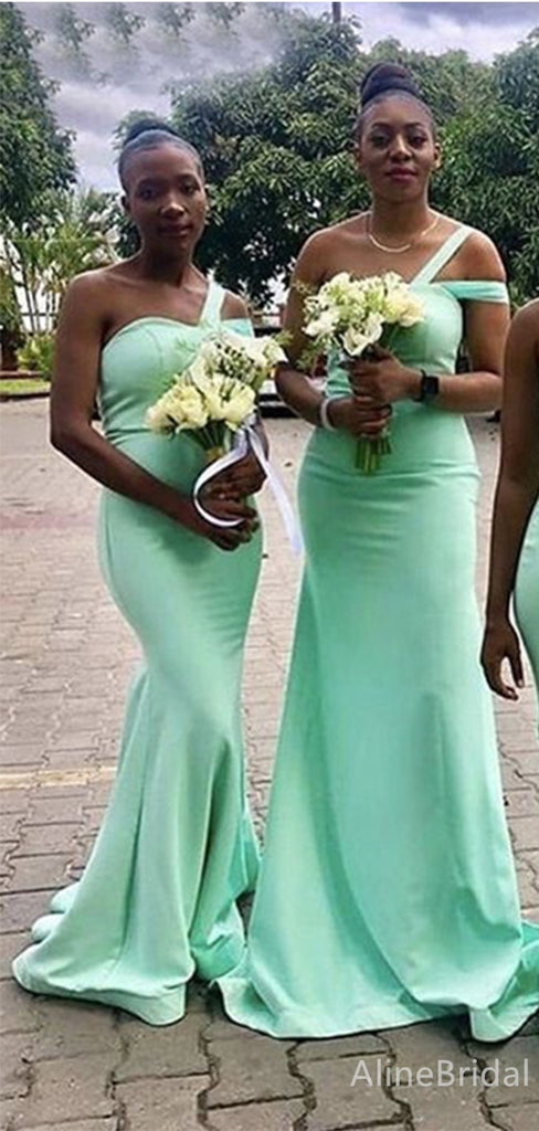 Unique Sweatheart One Shoulder Mermaid Long Bridesmaid Dress,PD3273