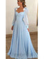 Elegant Sweetheart Long Sleeves A-line Long Prom Dress, PD3756