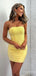 Sexy Yellow Strapless A-line Short Mini Homecoming Dress, HD3231