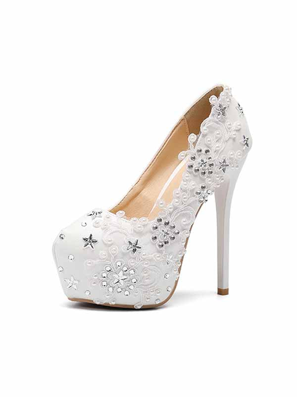 European and American water platform high-heeled women's shoes new style sparkling diamond lace flower high heels stiletto single shoes for women