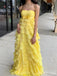 Sunmmer Yellow Strapless A-line Long Prom Dress,Evening Dress,PD37720