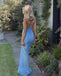 Sexy Spaghetti Straps Sleeveless Side Slit Mermaid Floor Length Prom Dress, PD3688
