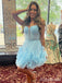 Elegant Light Blue Spaghetti Strap A-line Short Mini Homecoming Dress, HD3252