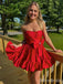 Elegant Red Strapless A-line Short Mini Homecoming Dress, HD3257