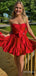 Elegant Red Strapless A-line Short Mini Homecoming Dress, HD3257