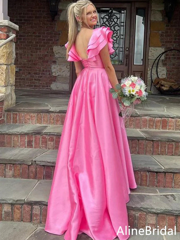 Elegant V-neck Split Side A-line Long Prom Dress,Evening Dress,PD37755