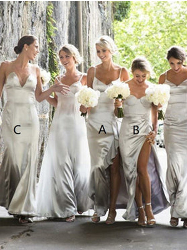 Elegant V-neck Side slit A-line Long Bridesmaid Dress, PD3183