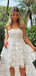 Elegant White Lace Strapless A-line Short Mini Homecoming Dress, HD32628