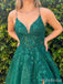 Elegant V-neck Spaghetti Strap Split Side A-line Long Prom Dress,Evening Dress,PD37832