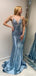 Elegant V-neck Spaghetti Strap Mermaid Long Prom Dress,PD37844