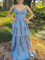 Elegant V-neck Spaghetti Strap A-line Long Prom Dress,Evening Dress,PD37814