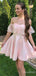 Elegant Off-shoulder Strapless A-line Short Mini Homecoming Dress, HD3121