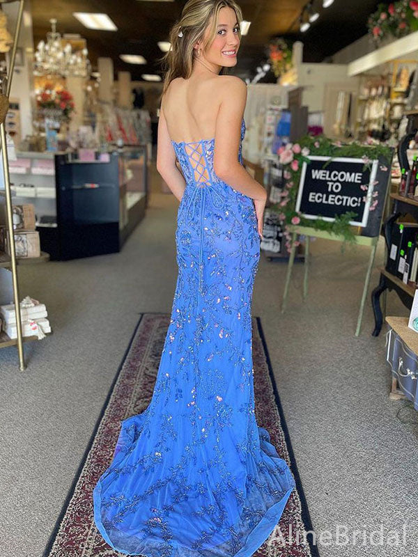 Elegant V-neck Strapless Mermaid Long Prom Dress,Evening Dress,PD37818