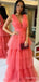 Simple V-neck A-line Long Prom Dress,PD37883