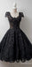 Elegant Black Lace A-line Short Mini Homecoming Dress, HD32690