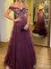 Sexy V-neck Off-Shoulder Lace A-line Long Prom Dress,PD37907