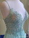 Elagant V-neck Spaghetti Strap Lace A-line Long Prom Dress,PD37913