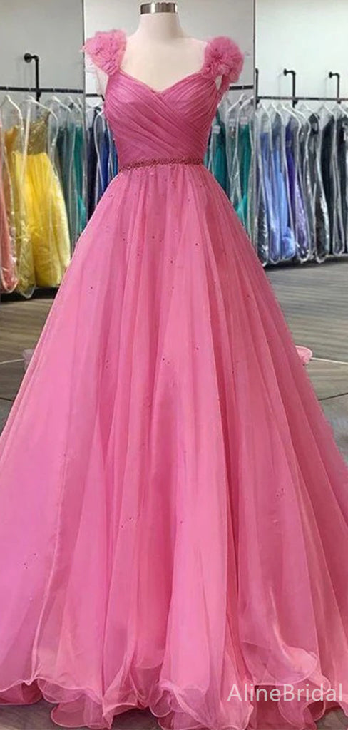 Elegant V-neck A-line Long Prom Dress,PD37920