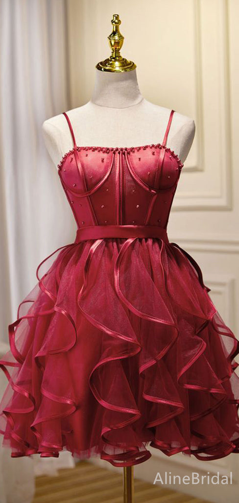 Gorgeous Spaghetti Strap A-line Short Homecoming Dress, HD32717