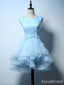 Sky Blue Elegant Appliques A-line Short Homecoming Dress, HD32727