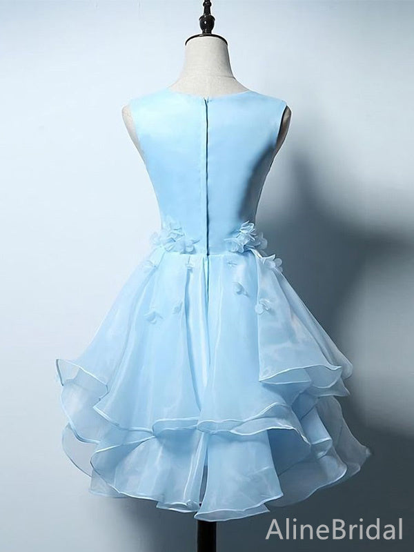 Sky Blue Elegant Appliques A-line Short Homecoming Dress, HD32727