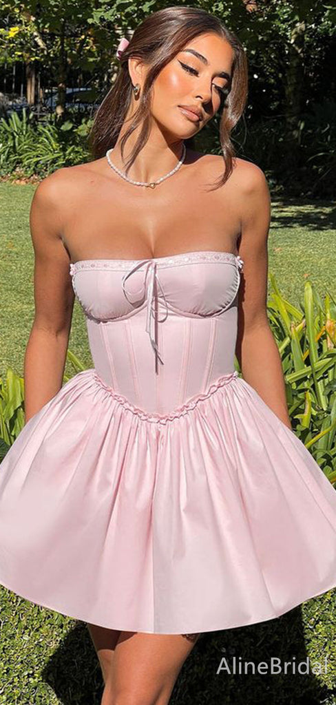 Elegant Strapless A-line Short Homecoming Dress, HD32754