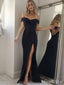 Elegant V-neck Off-Shoulder Split Side A-line Long Prom Dress,PD37961