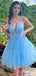 Sexy Deep V-neck Strapless A-line Short Homecoming Dress, HD32772