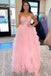 Pink Sweetheart Sleeveless Ruffle A-line Floor Length Prom Dress, PD3682