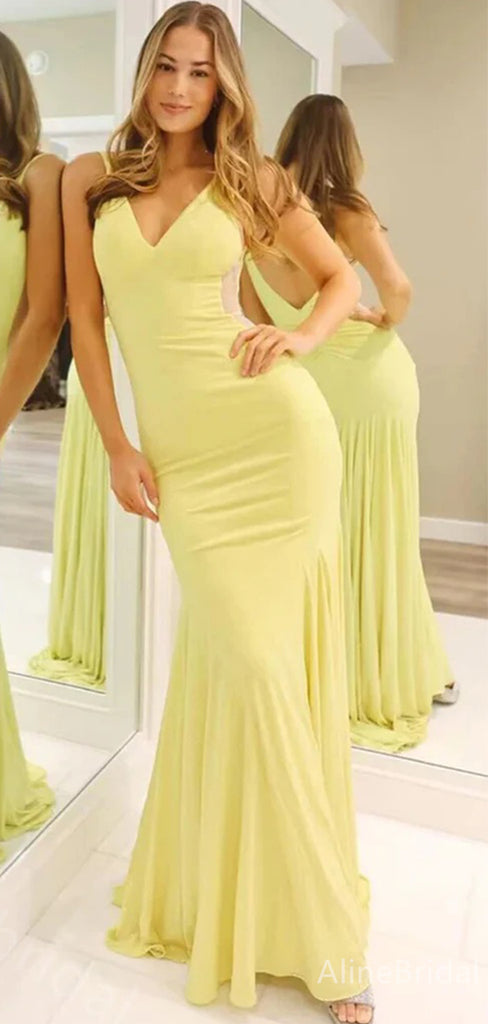 Sexy V-neck Halter Backless Mermaid Long Prom Dress,PD38010