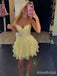 Gorgeous V-neck Strapless Lace A-line Short Homecoming Dress, HD32795