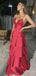 Sexy V-neck Spaghetti Strap A-line Long Prom Dress,PD38040