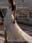 Elegant V-neck Spaghetti Strap A-line Long Wedding Dresses,WD3058