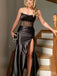 Elegant Black Strapless Split Side A-line Long Prom Dress,PD38058