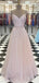 Elegant V-neck Spaghetti Strap A-line Long Prom Dress,PD38067