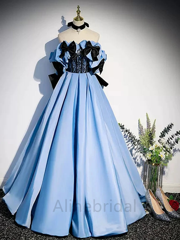 Charming Strapless Sleeveless A-line Floor length Prom Dress, PD3703