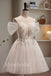 White Off shoulder Sleeveless A-line Short Mini Homecoming Dress, HD3095